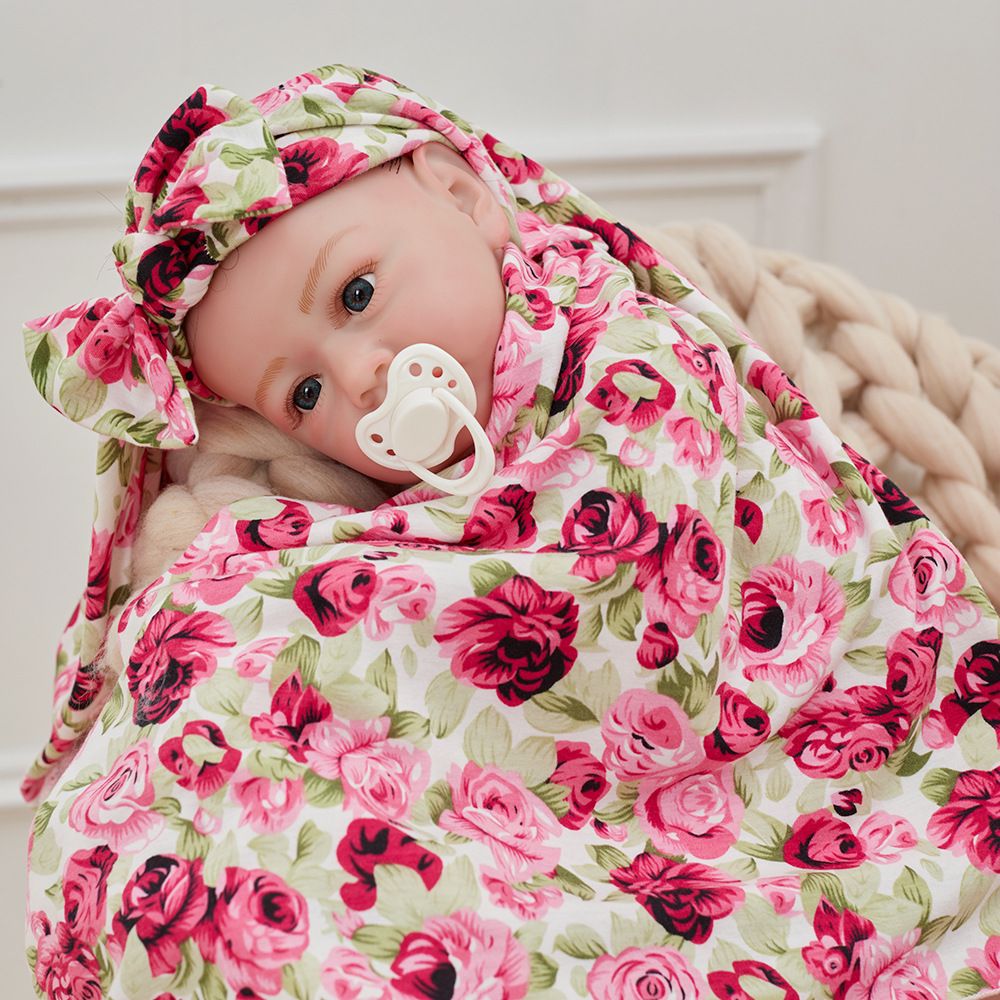 Newborn Baby Turban Cotton Beanie 0-6M Infant Baby Swaddle Blanket Boy Girl Floral Baby Wrap headbands