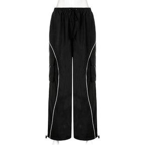 Sweatpants Drawstring Hight Waist Wide Leg Pants Streetwear Fashion Casual Bottoms for Women