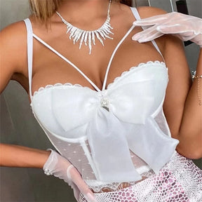 Women Crop Top Streetwear Beading Diamond Push Up Bra Casual Tank Tops Woman Clothes Bustier Camis Fashion Ladies Corset