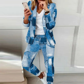 Two Piece Set Casual All Season Slim Pants Matching Suit