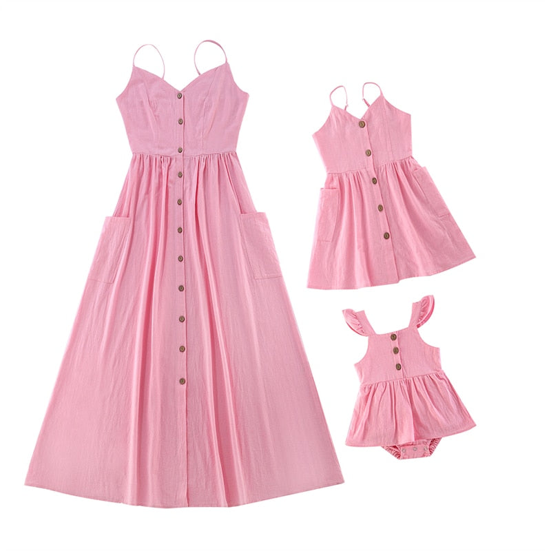 Tank Overalls One-Piece Mother Daughter Matching Dresses Family Set Mommy and Me Clothes Fashion Woman Girls Cotton Jumpsuits
