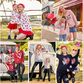 Family Matching Outfits Print Love Mother Daughter Clothes Family Matching Hoodies Long Sleeve Sweatshirt for Mother Kids