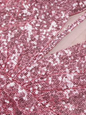 Pink Mini Dress Women Long Sleeve Sequins Design Luxury Evening Short Dress High Quality