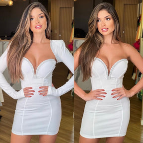 New Arrival Women Long Sleeve Square Collar Diamond Line Bodycon Mini Dress Rayon Bandage Evening Party Cocktail Dress