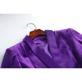 Blazer Dress Women New Design Purple Long Temperament Office Ladies Spring Autumn Coat Loose Velvet Jackets Blazer High Quality