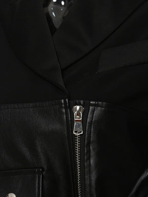 Loose Black Leather Sashes Zippers Ruffkes Hem Jacket New Lapel Long Sleeve Women Coat Fashion