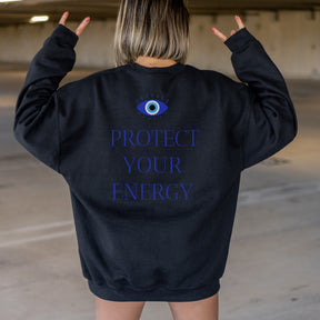 colored Protect Your Energy Evil Eye Sweatshirt retro women long sleeve jumper Hippie witch pullovers