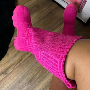 New Women Thick-soled Thick-heeled Warm Boots Women Towel Cotton Boots Motorcycle Boots