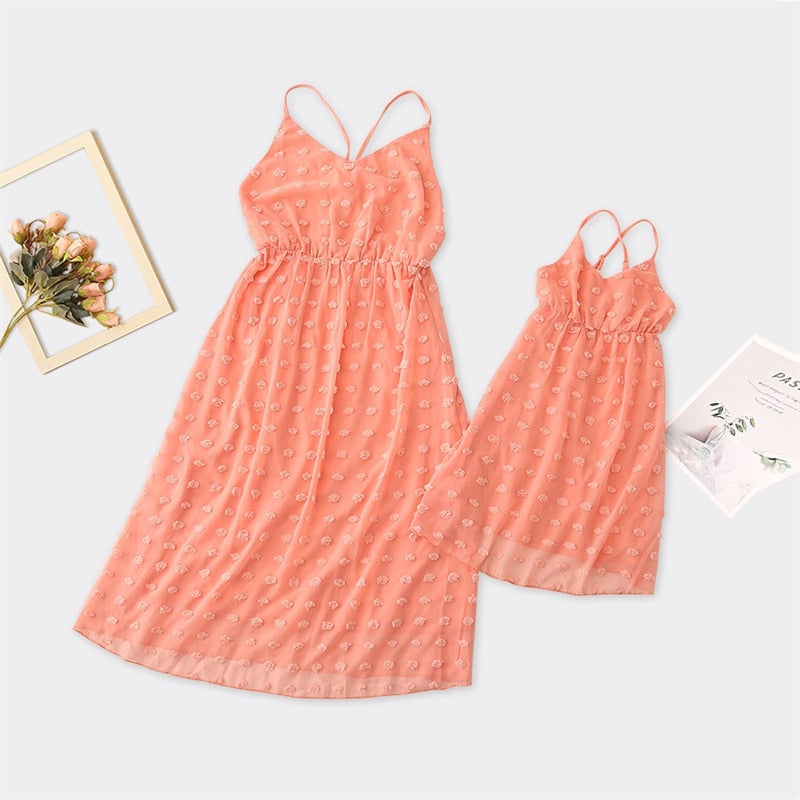 Flower Mommy and Me Clothes Family Set Sleeveless Mother Daughter Matching Vest Dresses Fashion Woman Girls Long Dress Outfits