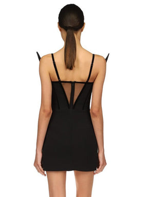 Black Mini Dress Women Beads Design Sleeveless Suspender Fashion Catwalk Dress Vestido