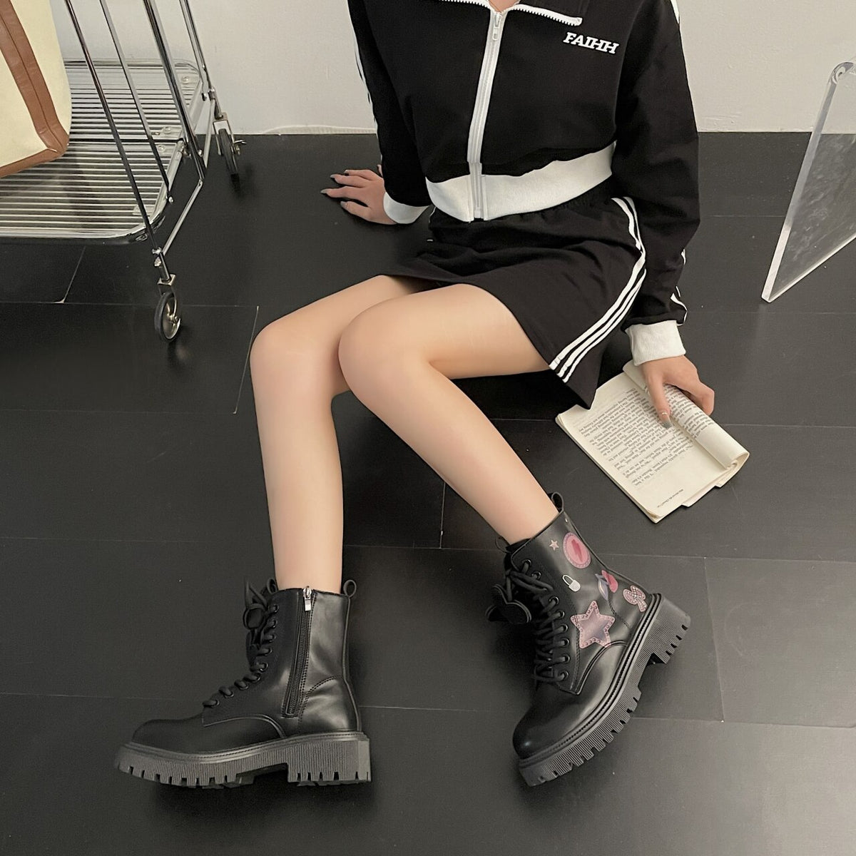 Ankle Boots Platform  Winte Fashion Heart Lace Up Platforms Booties