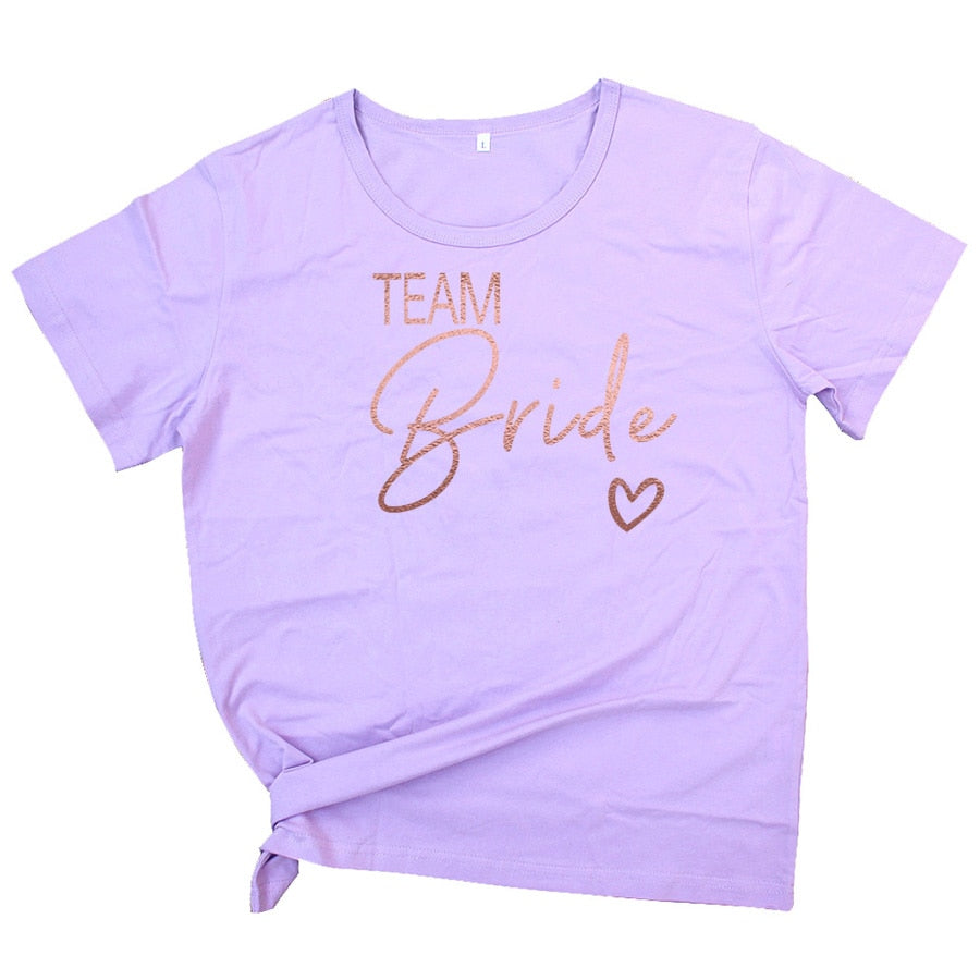 Team Bride Love Heart T Shirt Novetly  Aesthetic Bridesmaid Bride Squad T-shirt Women Ulzzang Wedding Party Tops