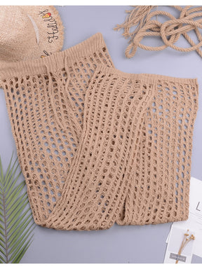 Fitshinling Handmade Crochet Beach Pants Women Swimwear 2023 Summer Bohemian Sexy Hot Hollow Out Holiday High Waist Pantalones