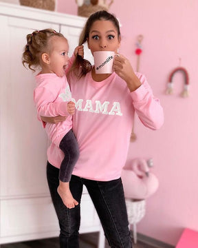 Mama Mini Letter Print Mother Daughter Clothes Family Matching Hoodies Long Sleeve Sweatshirt for Mother Kids Family Outfits