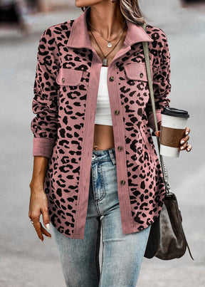 Jackets For Women 2022 Fashion Style Long Sleeve Leopard Print Corduroy Coats Luxury Streetwear Female Clothings Winter Elegant