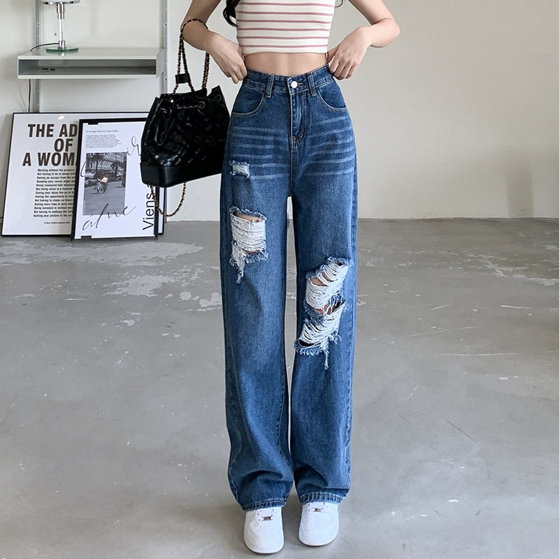 Jeans Woman Wide Pants Cowboy Pants for Women Clothing High Waisted Jeans Woman Clothes