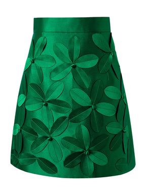 Runway Designer Skirt Women's High Waist Patchwork Appliques Floral Mini Skirts