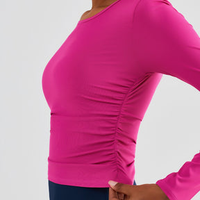 Women Long Sleeve Yoga Shirt High Elastic Slim Waist Sport Top Solid Fitness Gym Yoga T-shirt Quick Dry Sportswear