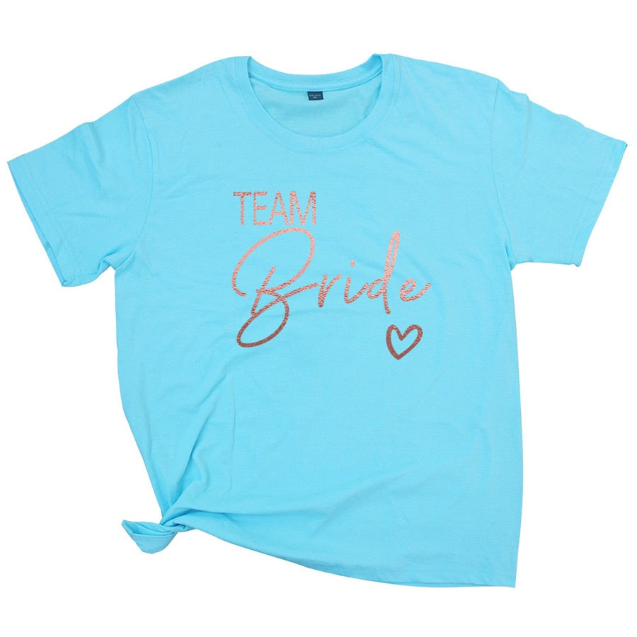 Team Bride Love Heart T Shirt Novetly  Aesthetic Bridesmaid Bride Squad T-shirt Women Ulzzang Wedding Party Tops