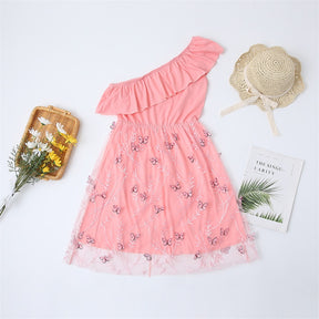 Sleeveless Mother Daughter Mesh Dresses Family Set Tank Mommy and Me Matching Clothes Fashion Woman Girls Long Dress Outfits