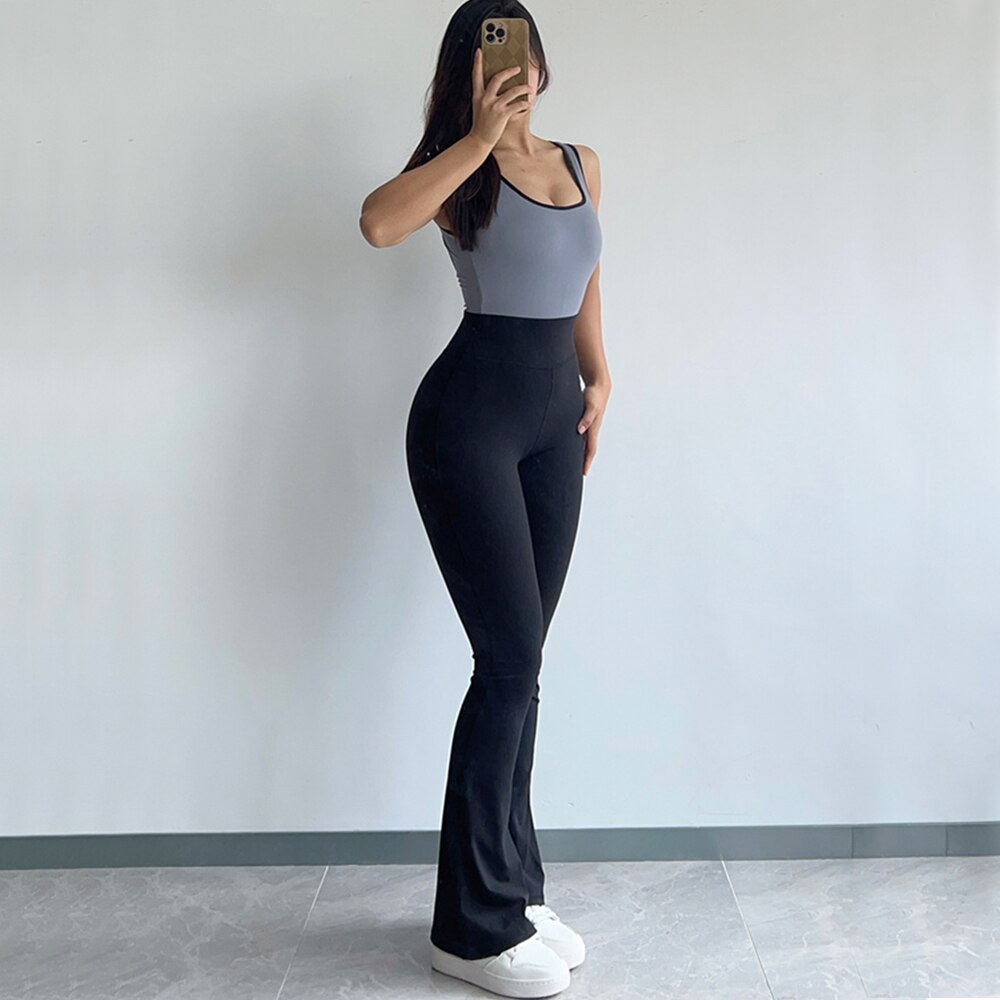 Woman Yoga Fitness One Piece Jumpsuit Flares Pant Sport Outfit Gym Workout Suits Women Activewear