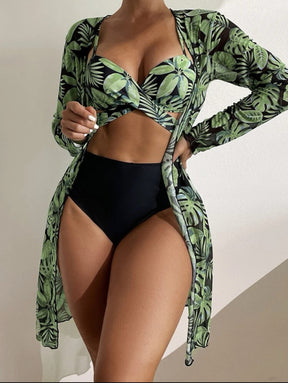 Sexy Bikinis And Cover Set Women Swimsuit Printed Swimwear High Waist Summer Strappy Bathing Suit Beach Wear Biquini Female