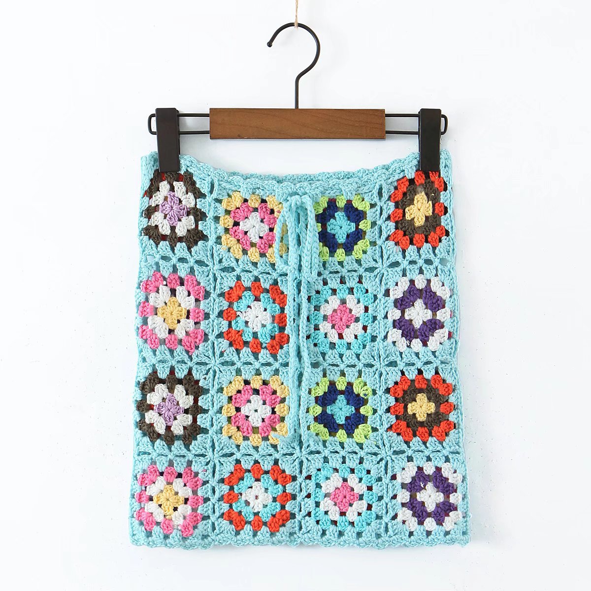 Women Crochet Beach BOHO Bohemian Handmade Flower Mini Skirt Tank Top Set