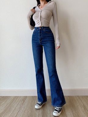 Skinny Bell Bottom Jeans High Waist Stretch Straight Slim Fit Flared Denim Pants Fashion