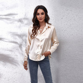 Satin Women Shirt Fashion Womens Tops Basic Elegant White Shirt Women Long Sleeve Blouses 2022 Autumn New Female Clothing Shirts