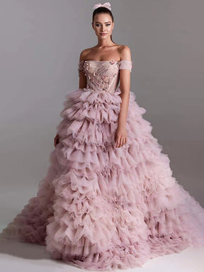 Dress Women Sweet Goddess Wedding Slash Collar Crystal Ruffles Long Dress Vestidor New Trendy