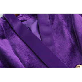 Blazer Dress Women New Design Purple Long Temperament Office Ladies Spring Autumn Coat Loose Velvet Jackets Blazer High Quality