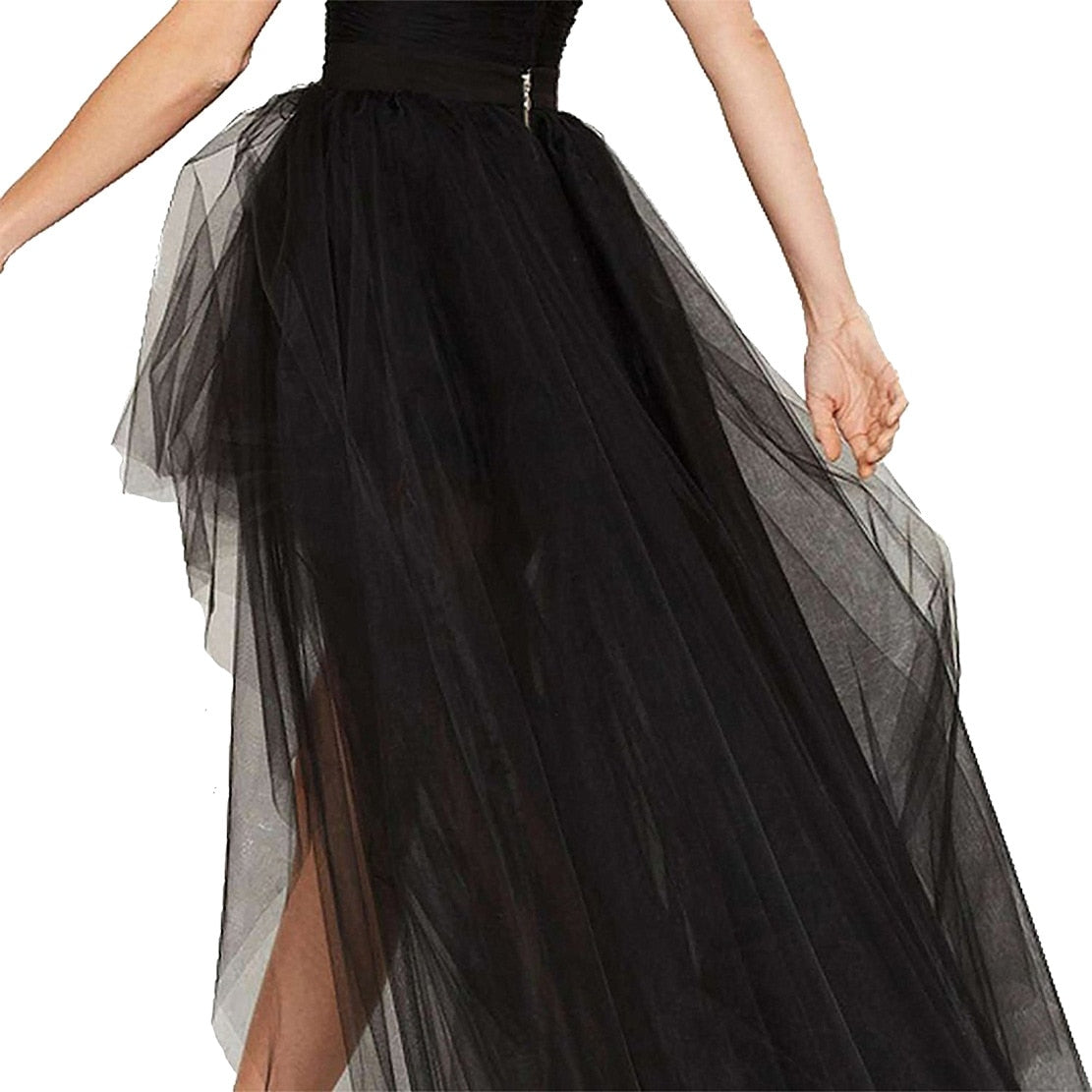 New Sexy Mesh Tuxedo Skirt Women Tulle Skirt Female Casual High Waist Floor