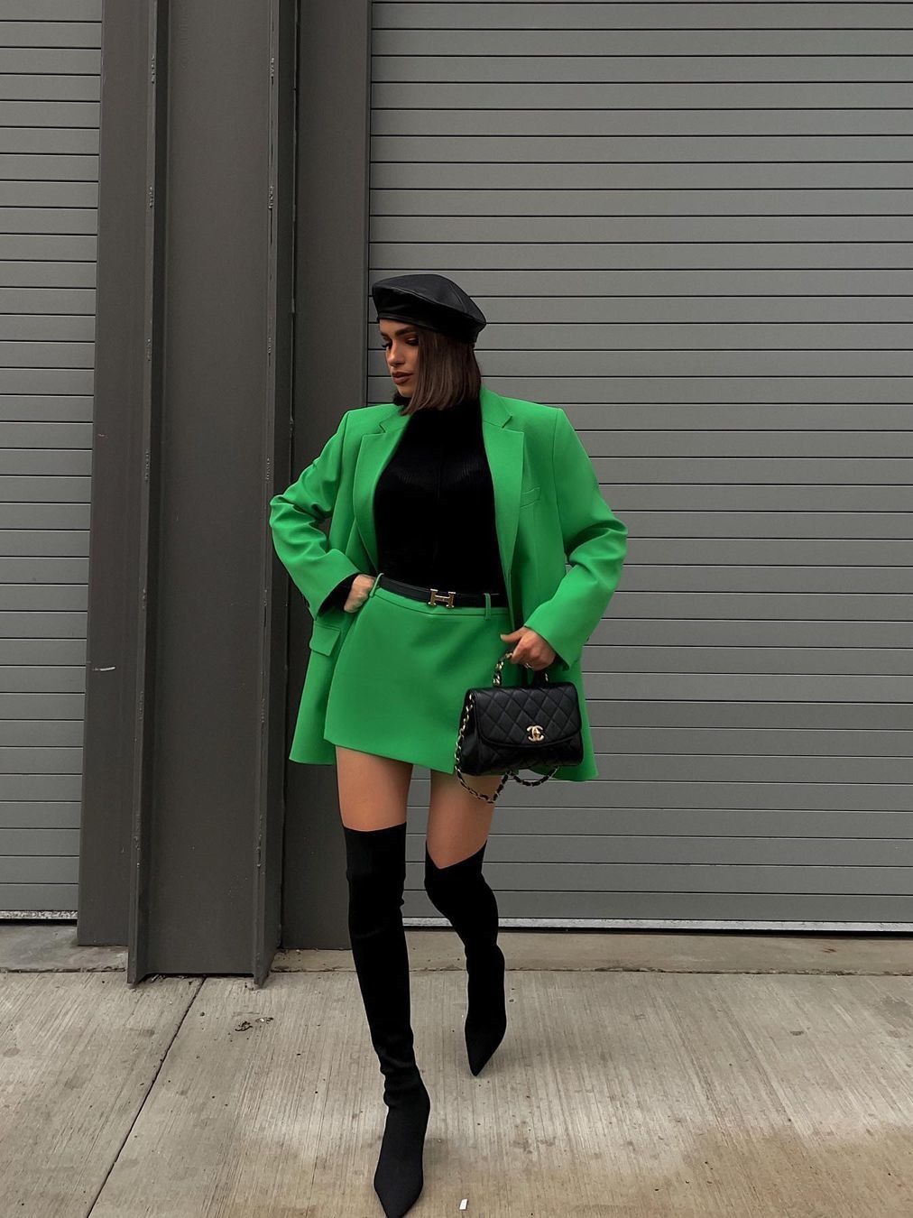 Chic Green Oversized Long Women Blazer V Neck Pockets Office Lady Fashion Jackets Female Elegant Women Blazer