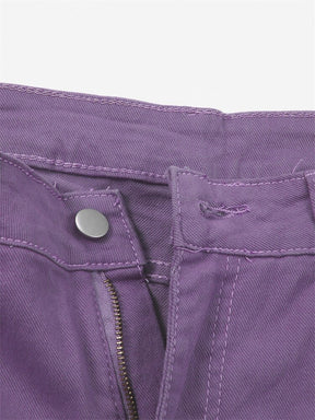 Vintage Jeans Women Casual Loose High Waist Straight Trousers Slim Women's Pants Autumn Streetwear Denim Female Trousers Purple