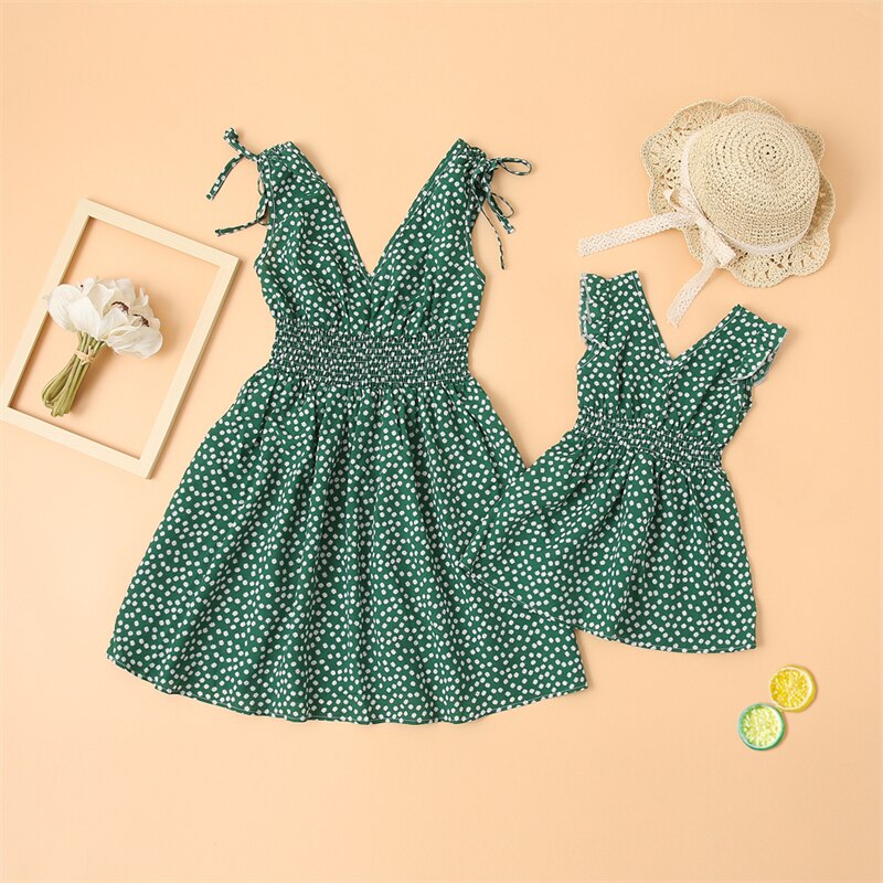 Flower Mommy and Me Clothes Family Set Sleeveless Mother Daughter Matching Vest Dresses Fashion Woman Girls Long Dress Outfits