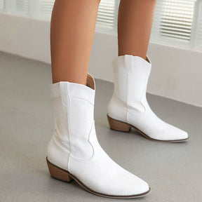 Cowboy Ankle White Boots For Women Cowgirl Fashion Western Boots Women Embroidered Casual Pointed Toe Designer Shoes