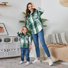 Plaid Mother Daughter Matching Blouses Family Set Long Sleeve Mommy and Me Clothes Autumn Mom Baby Women Girls T-Shirts Dresses