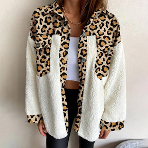 Jackets For Women 2022 Tops Fashion Long Sleeve Outwear Clothes Leopard Plaid Splic Winter Casual Warm Female Ladies Coat Fall