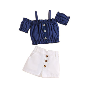 Summer Kid Clothes Fashion Suspenders Off-The-Shoulder