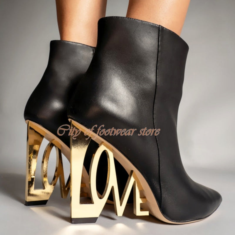 Womens Black Ankle Boots with Side Zipper