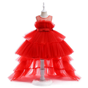 Red Puffy Tulle Flower Girls Dress Party Dresses For Girl Children Costume Princess Birthday Clothes