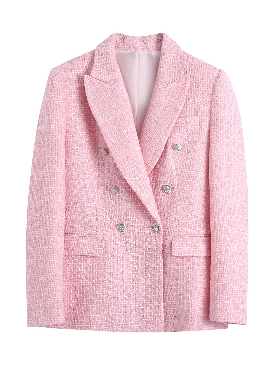 KONDALA Chic Pink Blazer Office Lady Fashion 2022 Plaid Oversized Long Jackets Women Long Sleeve Double Button Pockets Tops
