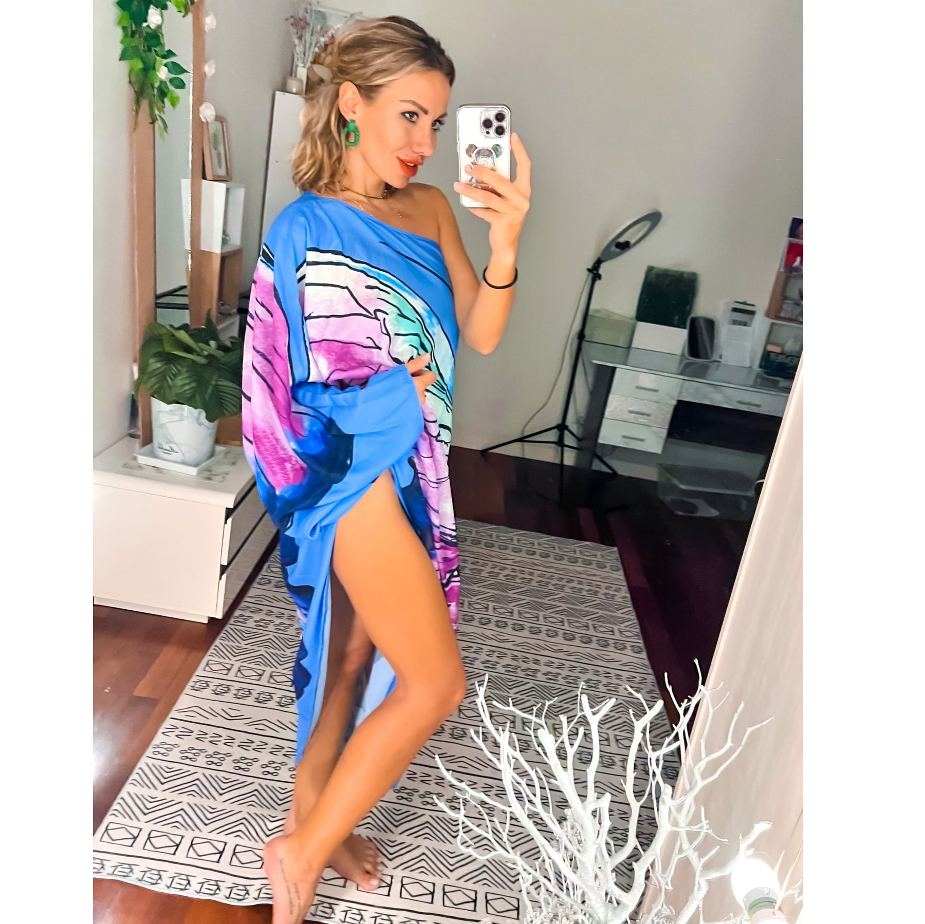 2023 New One Shoulder Caftan Asymmetrical Cover Up Dress Women Summer Flowy Jumpsuit Beach Wear Swim Suit Cover-ups