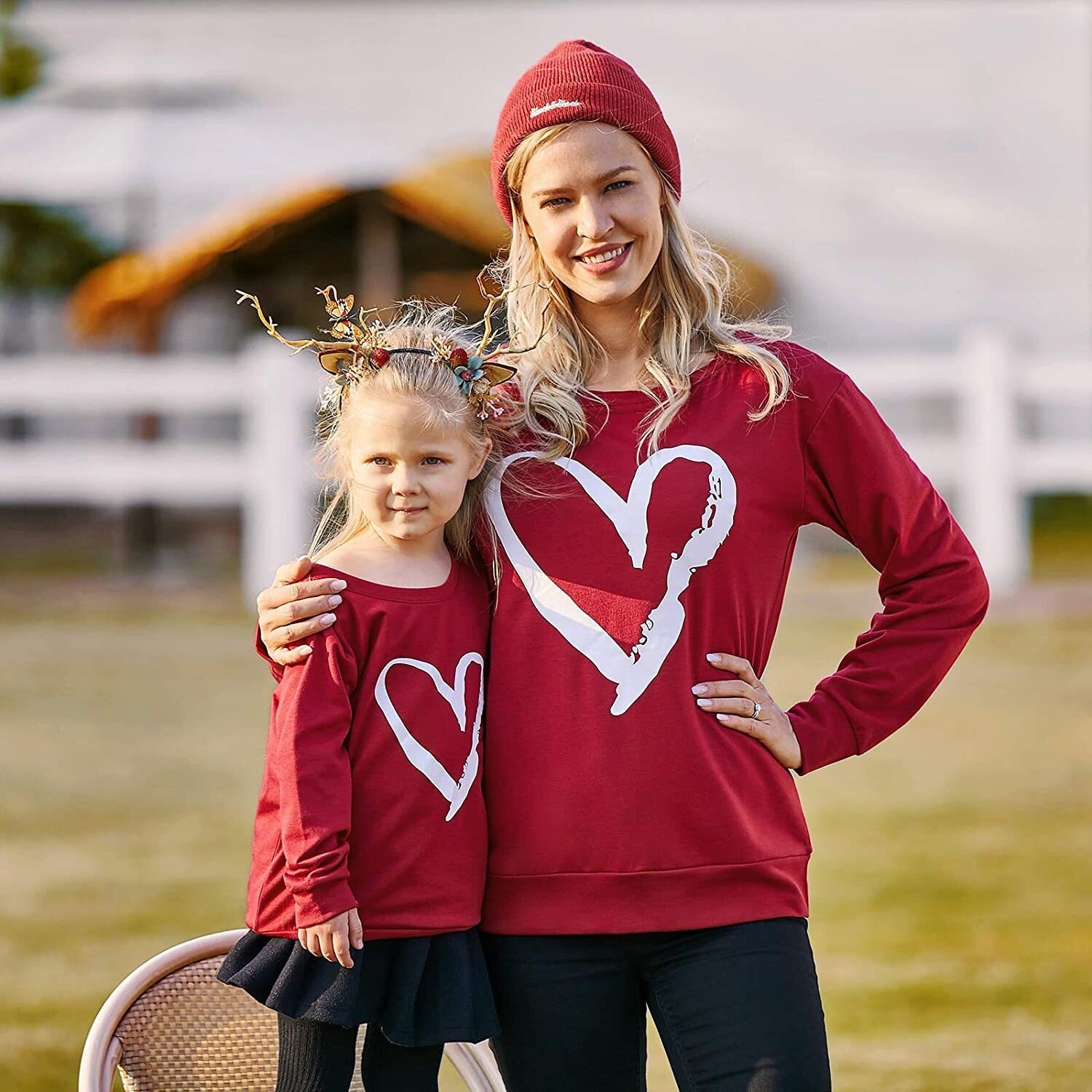 Family Matching Outfits Print Love Mother Daughter Clothes Family Matching Hoodies Long Sleeve Sweatshirt for Mother Kids