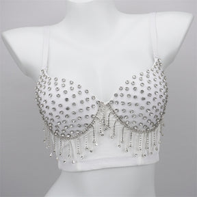 Women Crop Top Streetwear Beading Diamond Push Up Bra Casual Tank Tops Woman Clothes Bustier Camis Fashion Ladies Corset