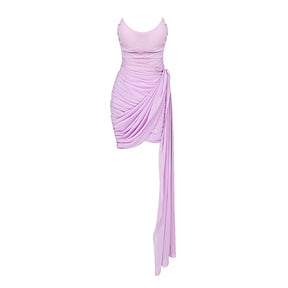 Lavender Strapless Mini Dress Women 2022 New Summer Casual Outwear Bodycon Bandage Dress Vestido
