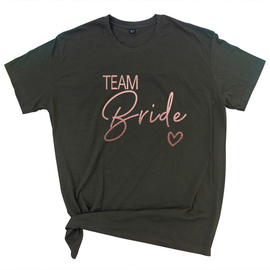 Team Bride Love Heart T Shirt Novetly  Aesthetic Bridesmaid Bride Squad T-shirt Women Ulzzang Wedding Party Tops