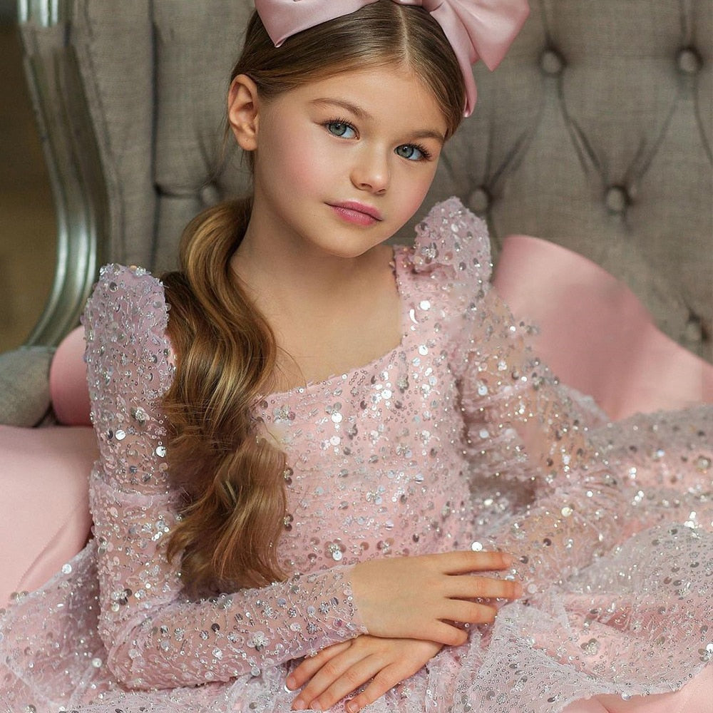 Formal Bridesmaid Dresses Sequins Flower Girl Dress For Wedding Party Prom Gown Elegant Princess Children Girl Evening Clothes