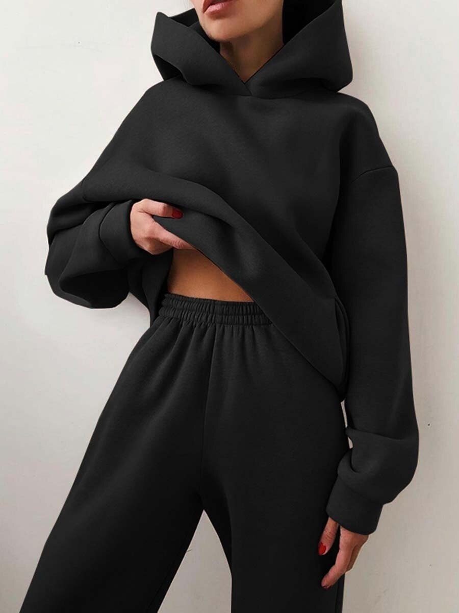 New Fashion Leisure Sports Sweater Two piece Set Women