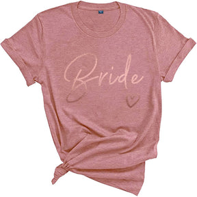 Team Bride Love Heart T Shirt Novetly  Aesthetic Bridesmaid Bride Squad T-shirt Women Ulzzang Wedding Party Tops